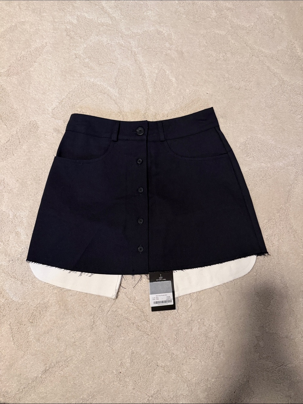 NWT Storets Button-Front navy Mya inner pocket skirt